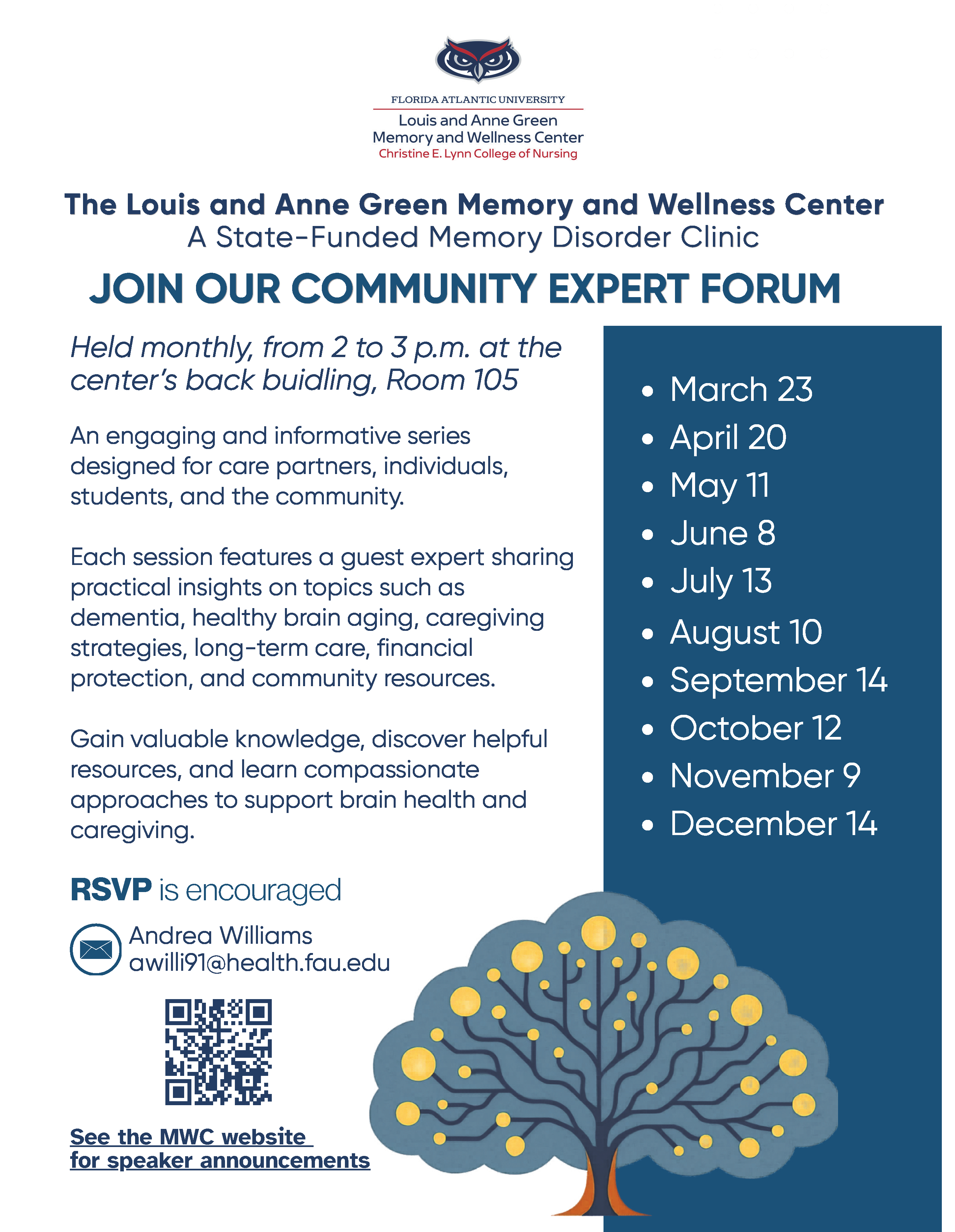 Community Expert Forum flyer showing details of the event and dates. 